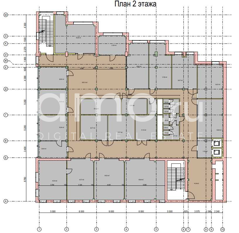 Планировка офиса 6300 м², 1 этаж, Административное здание «Товарищество Рябовской Мануфактуры, фаза 3»
